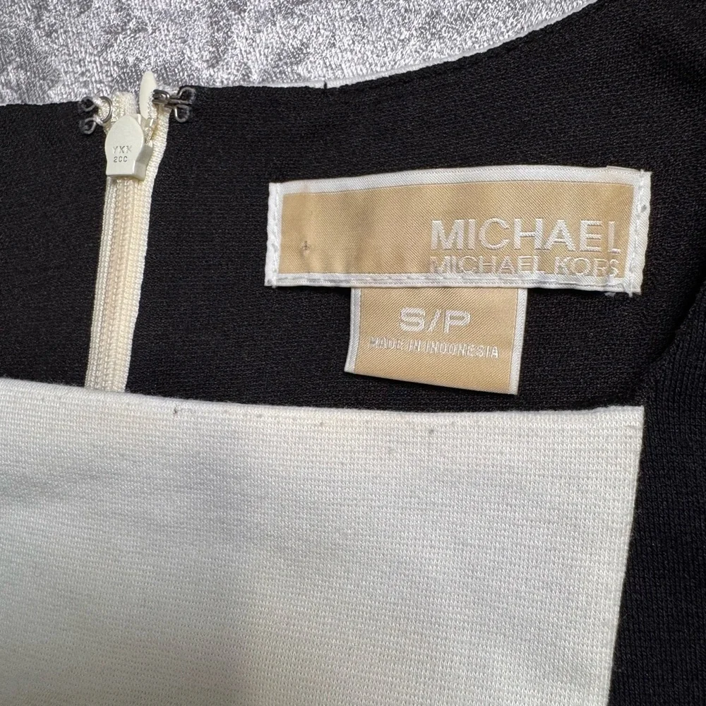 Michael Kors Black and Cream Asymmetrical Dress